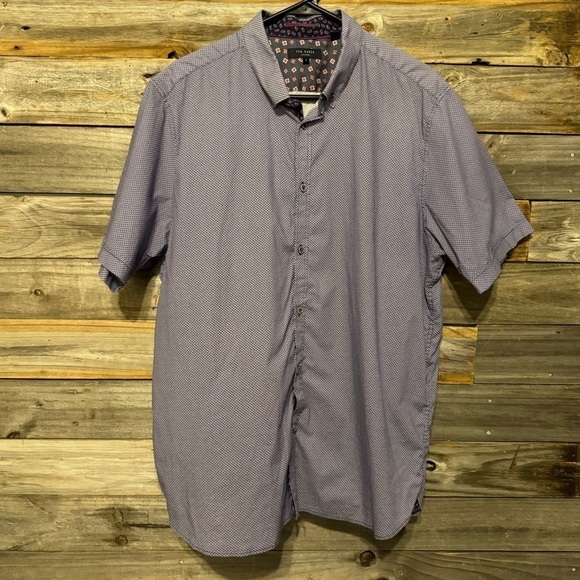 Ted baker- London- size 7-purple color- 96% cotton-button down- short sleeves - Picture 3 of 7